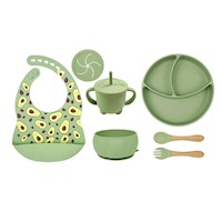 SET DE PLATOS DE SILICONA PARA BEBES PALTA - Verde